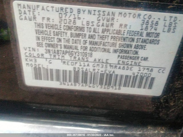 Nissan SENTRA SR 2016 3N1AB7AP6GY310918 Image 10