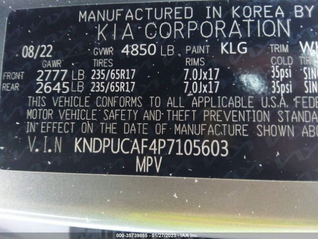 KNDPUCAF4P7105603 KIA Sportage Lx