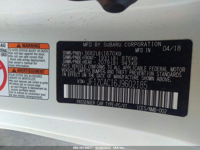 2018 Subaru BRZ, VIN: JF1ZCAC16J9602185