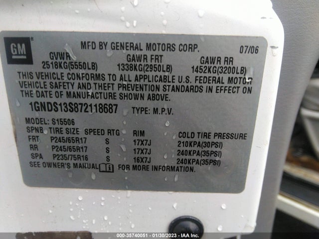 Chevrolet Trailblazer Lt 2007 1GNDS13S872118687 Image 11
