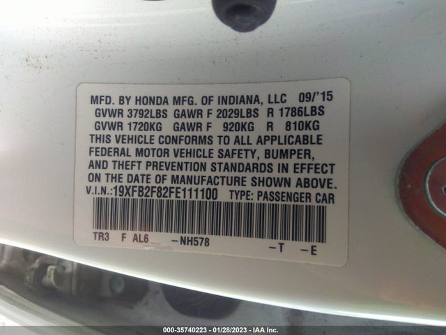 Honda Civic Sedan Ex 2015 19XFB2F82FE111100 Image 10