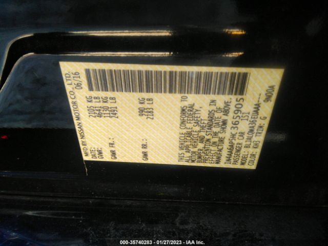1N4AA6AP5HC365905 Nissan Maxima Sv/s/sl/sr/platinum