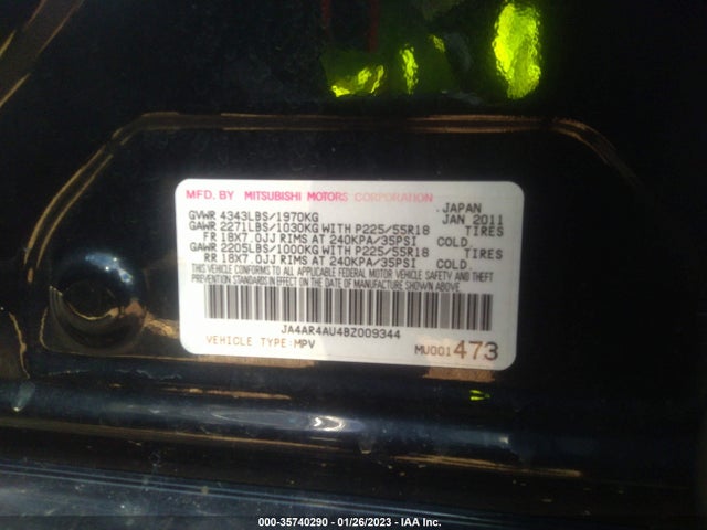 JA4AR4AU4BZ009344 Mitsubishi Outlander Sport Se