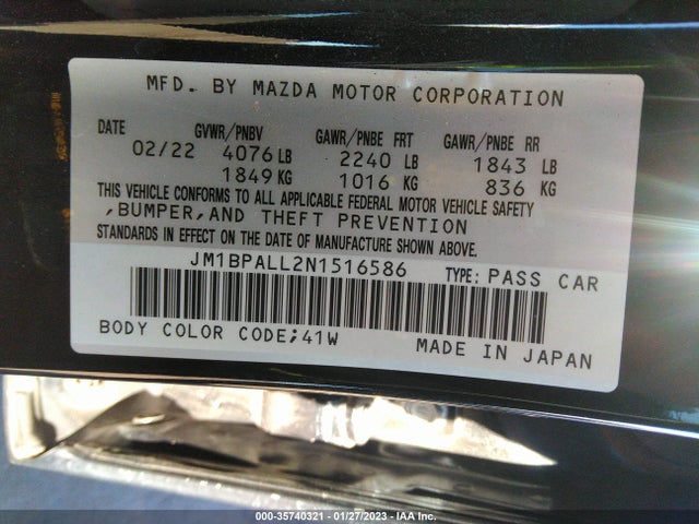 2022 Mazda 3, VIN: JM1BPALL2N1516586