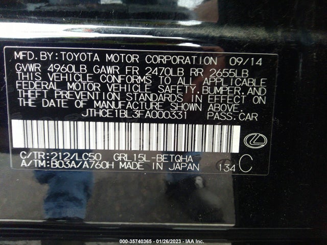 2015 Lexus GS, VIN: JTHCE1BL3FA000331