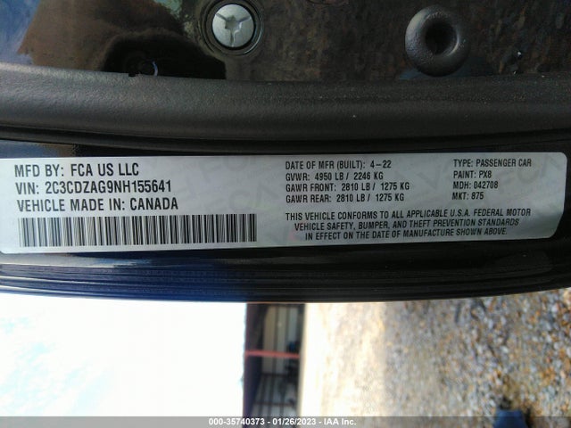 2022 Dodge Challenger, VIN: 2C3CDZAG9NH155641