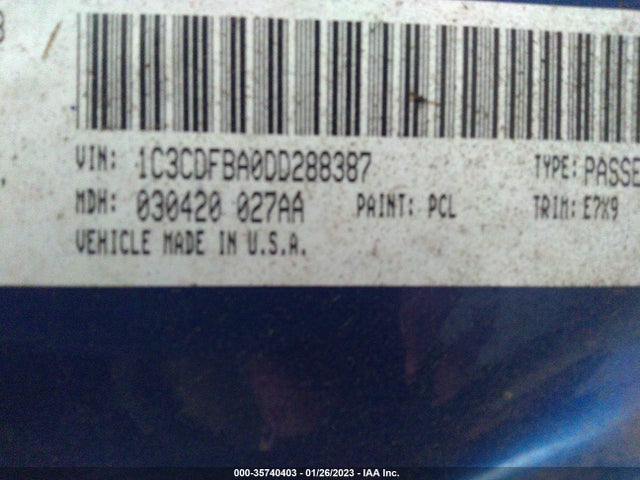 2013 DODGE DART SXT VIN: 1C3CDFBA0DD288387