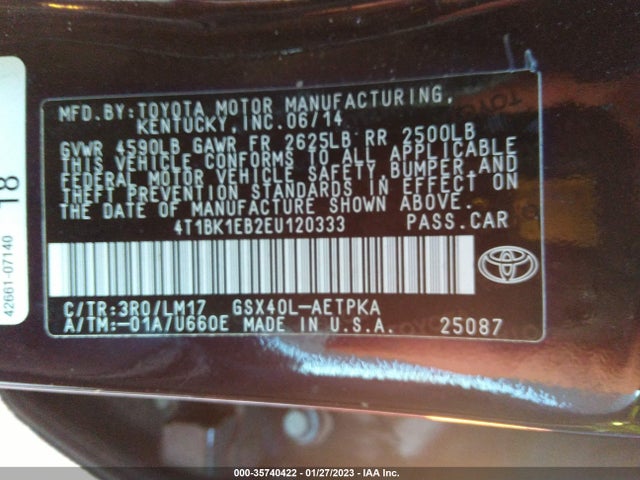 2014 Toyota Avalon, VIN: 4T1BK1EB2EU120333