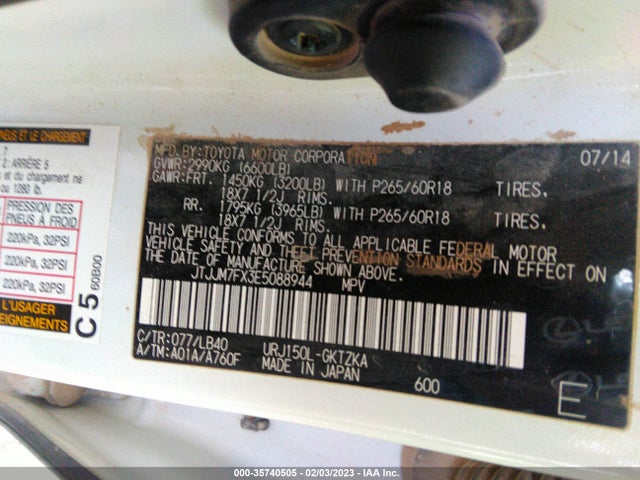 JTJJM7FX3E5088944 Lexus Gx 460 Luxury