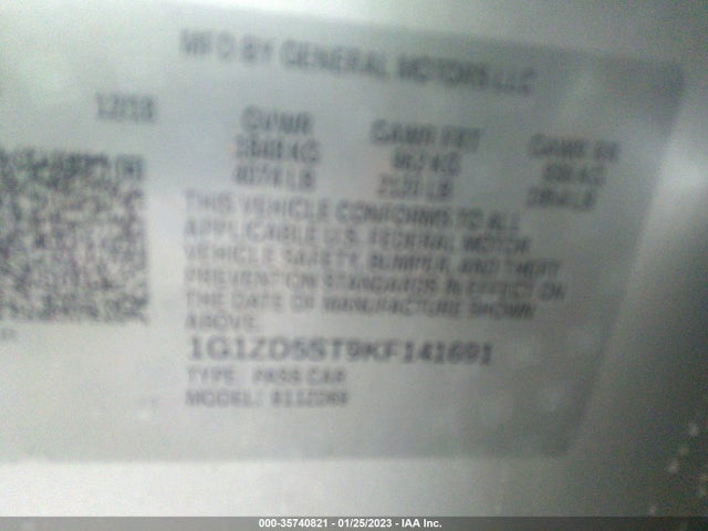 1G1ZD5ST9KF141691 Chevrolet Malibu