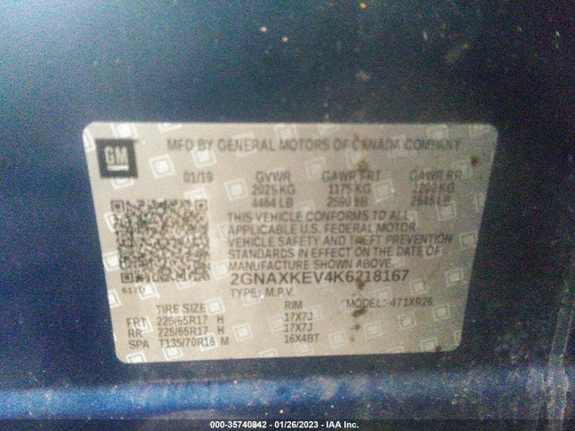 Chevrolet EQUINOX LT 2019 2GNAXKEV4K6218167 Image 9