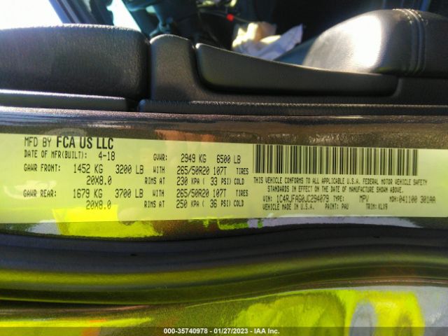 1C4RJFAG0JC294079 Jeep Grand Cherokee Altitude