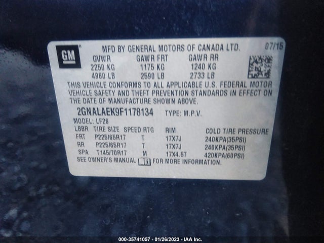 Chevrolet EQUINOX LS 2015 2GNALAEK9F1178134 Image 9