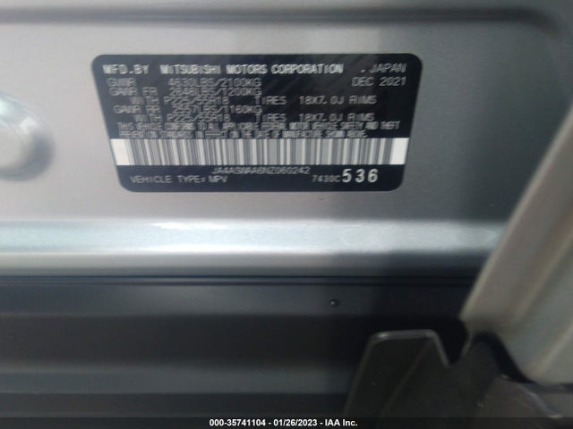 2022 Mitsubishi Eclipse, VIN: JA4ASWAA6NZ060242
