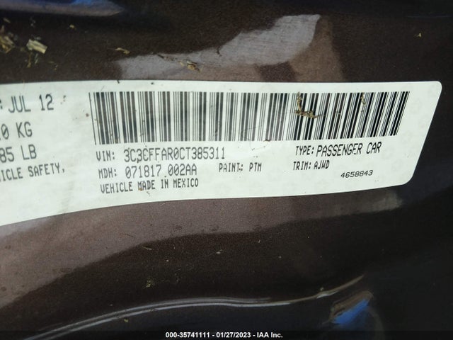 3C3CFFAR0CT385311 Fiat 500 POP