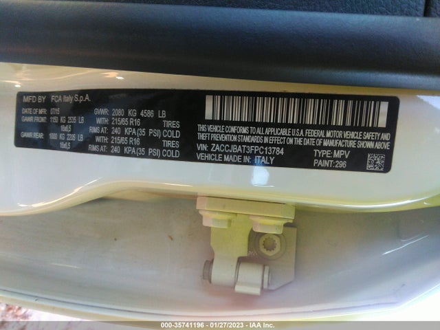 2015 JEEP RENEGADE SPORT VIN: ZACCJBAT3FPC13784