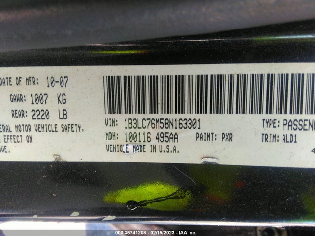 Dodge Avenger R/t 2008 1B3LC76M58N163301 Image 10