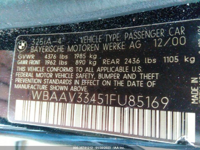 WBAAV33451FU85169 BMW 3 Series 325i