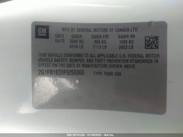 Chevrolet CAMARO LS 2015 2G1FB1E33F9256069 Image 9