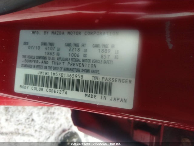2011 MAZDA MAZDA3 S GRAND TOURING VIN: JM1BL1M53B1365958