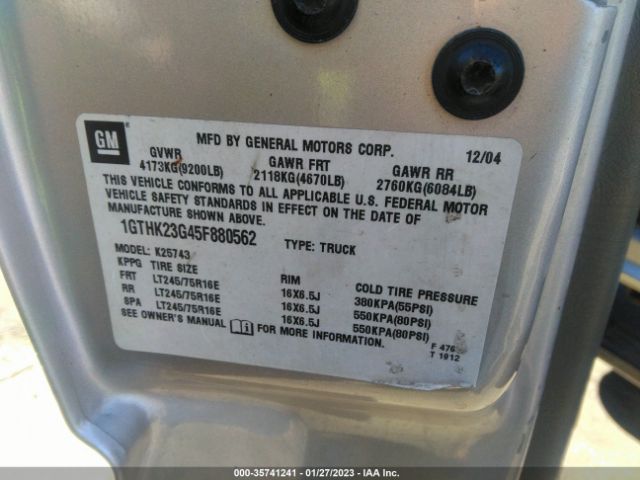 1GTHK23G45F880562 GMC Sierra 2500hd Slt