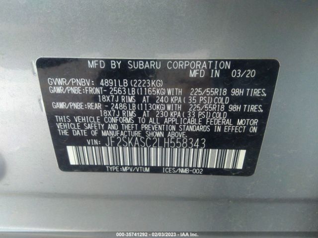 JF2SKASC2LH558343 Subaru Forester Limited