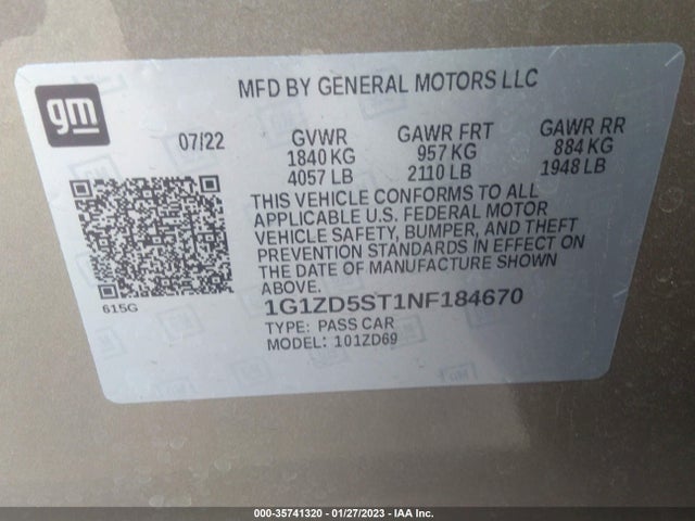 Chevrolet MALIBU LT 2022 1G1ZD5ST1NF184670 Image 10