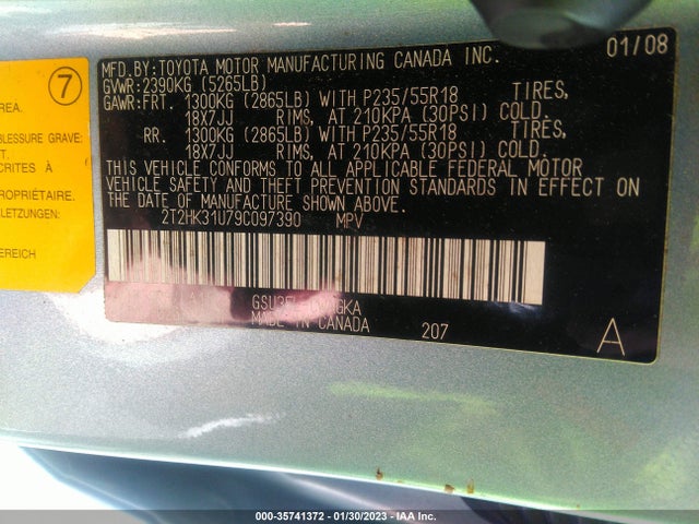 2T2HK31U79C097390 Lexus RX 350