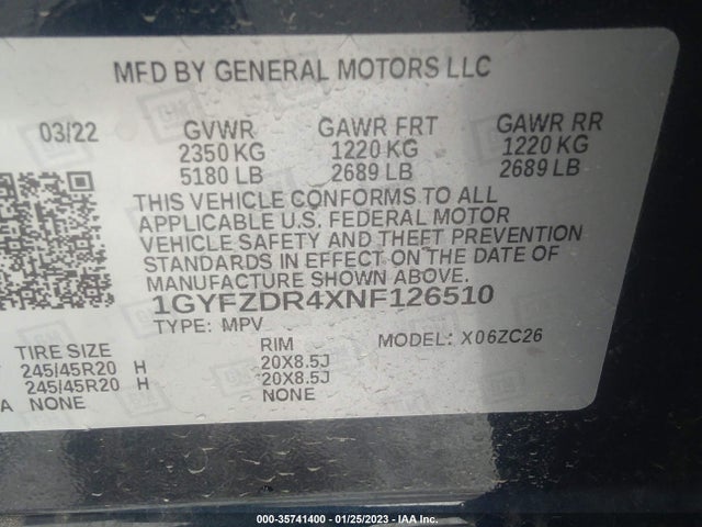 2022 Cadillac XT4, VIN: 1GYFZDR4XNF126510