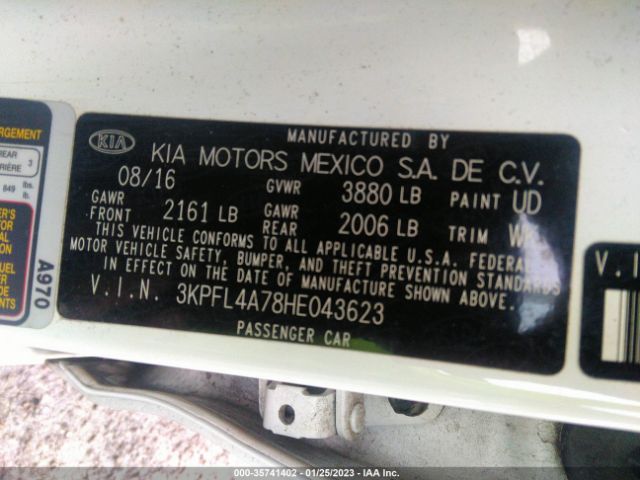 3KPFL4A78HE043623 KIA FORTE S