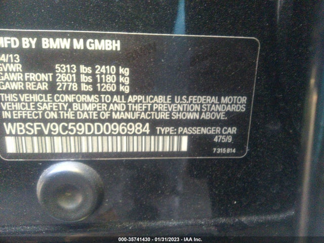 BMW M5 2013 WBSFV9C59DD096984 Image 9