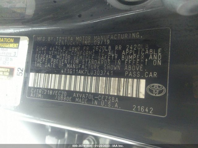 4T1G11AK7LU303741 Toyota Camry Se Nightshade Edition