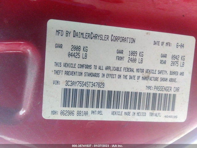 3C3AY75S45T347829 Chrysler Pt Cruiser Gt
