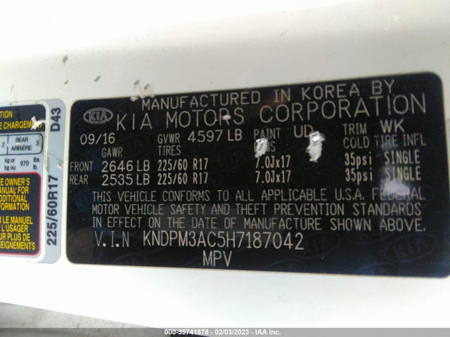 2017 Kia Sportage, VIN: KNDPM3AC5H7187042