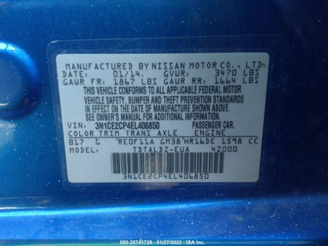 3N1CE2CP4EL406850 Nissan Versa Note Sv
