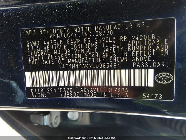 Toyota CAMRY SE 2020 4T1M11AK2LU985494 Image 9