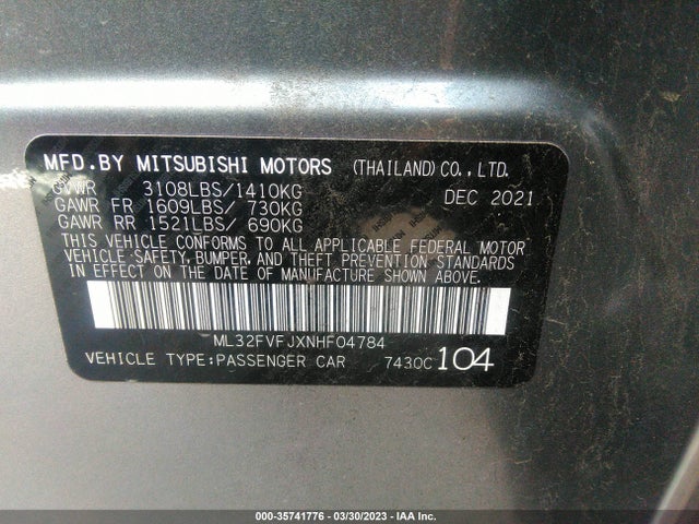 ML32FVFJXNHF04784 Mitsubishi Mirage G4 Se