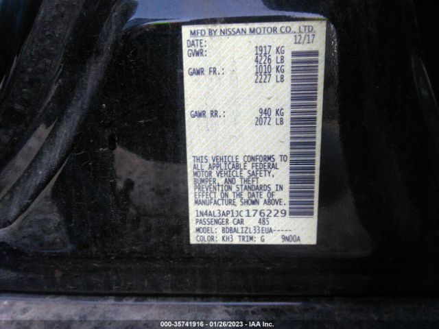 1N4AL3AP1JC176229 Nissan Altima 2.5 Sv