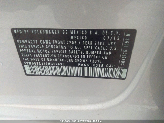 3VWD07AJ2EM357425 Volkswagen Jetta Sedan Se W/connectivity