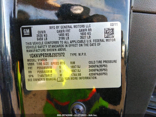 GMC ACADIA SLE 2011 1GKKVPED5BJ307972 Image 10