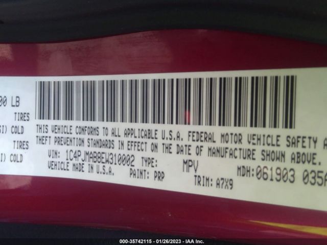 1C4PJMAB8EW310002 Jeep Cherokee Sport