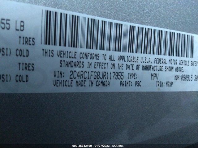 Chrysler Pacifica Touring Plus 2018 2C4RC1FG8JR117955 Image 10