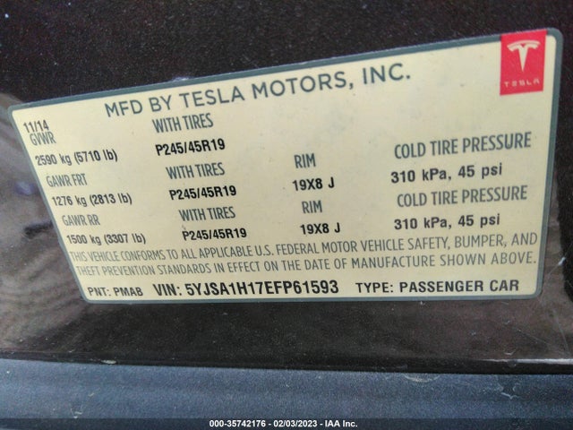 Tesla Model S 60 Kwh Battery/p85 2014 5YJSA1H17EFP61593 Image 10