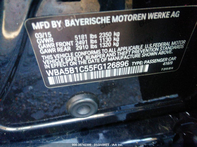 2015 BMW 5 Series, VIN: WBA5B1C55FG126896
