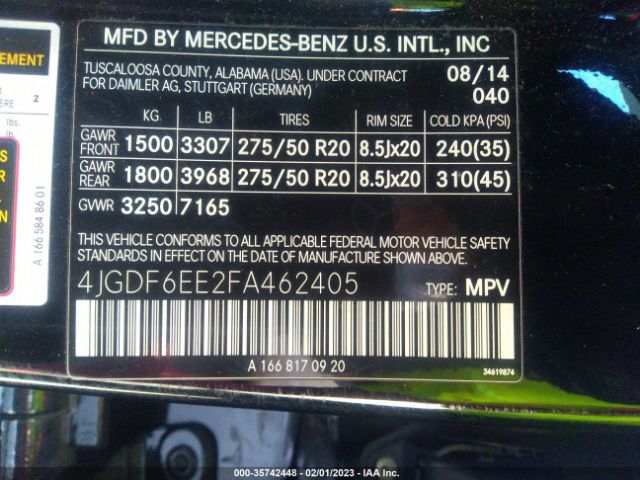 4JGDF6EE2FA462405 Mercedes-Benz Gl-class Gl 450