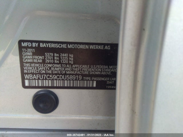 BMW 5 Series 535i Xdrive 2012 WBAFU7C59CDU58919 Image 11