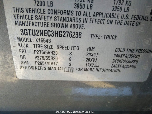 GMC Sierra 1500 Slt 2017 3GTU2NEC3HG276238 Image 9