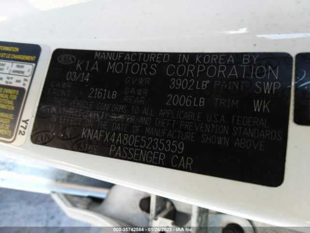 KNAFX4A80E5235359 KIA FORTE EX