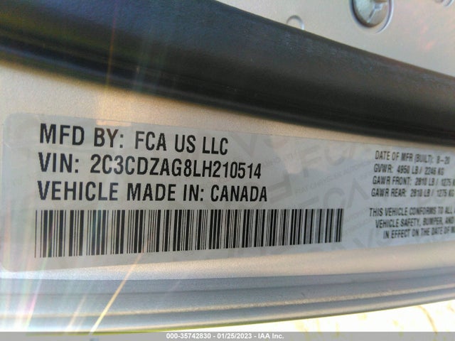 Dodge Challenger Sxt 2020 2C3CDZAG8LH210514 Image 10