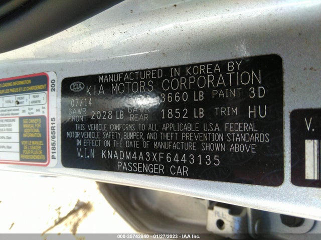 2015 Kia Rio, VIN: KNADM4A3XF6443135